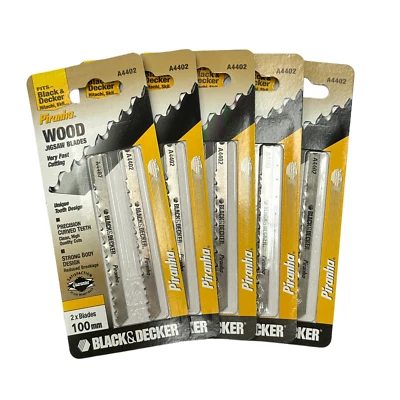 BLACK+DECKER 10 Black & Decker Piranha A4402 U Shank Jigsaw Blades. Fast Cutting for Wood