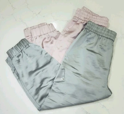 Express Women's Size Medium Lot of 2 High Rise Satin Cargo Jogger Pink Green NWT - Image 1 of 4