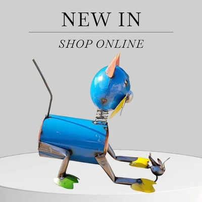 Handmade Metal Art Cat  Caching a Mouse Multicolor   # 10 Home Garden Decor - Image 1 of 4