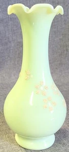 Vintage Jadite Hand Painted Floral Vase 6.5" Tall - Picture 1 of 6