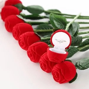 Rose Ring Box Rose Romantisch Verlobungsring Box Schmuck Aufbewahrung Rot USA Verkäufer - Bild 1 von 7