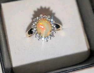 Anillo de ópalo etíope de oro amarillo de 14k - Imagen 1 de 14