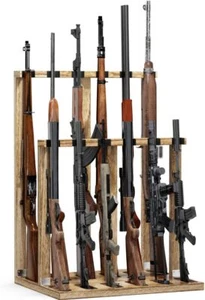Indoor Gun Racks Wooden Heavy Duty Shotgun Display Rack 12 Rifle Stand Organizer - Picture 1 of 7