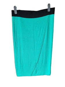 George Mock Wrap Skirt Size UK 16 Pencil Wiggle Green and Black Fab Retro Womens - Picture 1 of 6