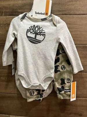 Timberland Conjunto de 3 Piezas Bebé Camuflaje Suave Manga Larga y Corta Camisa a Presión Pantalones 6-9 M Foto 1 de 4
