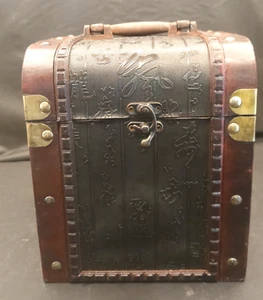 Vintage Wooden Pirate Treasure Chest Jewelry Box or CD Case - Picture 1 of 8
