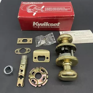 Kwikset Polished Brass Passage Door Knob Hancock Closet Hallway Non Locking - Picture 1 of 6