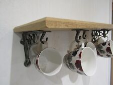 Soporte para tazas de café, estante para almacenamiento de tazas,  accesorios de cocina de madera con ganchos de metal, juego de pie para 4  tazas de café -  España