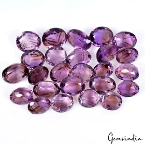 197 Cts VVS Natural Amethyst Top Quality 11-15mm Oval Faceted Gemstones 25 Pcs - Picture 1 of 8