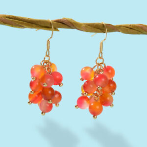 Designer Stylish Beaded Grape Shape Dangle Earrings Women Fruit Jewellery Gift