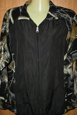 Northcrest 女式 XL 码羊毛夹克衬衫绿色/黑色迷彩拉链 GUC — 第 1/4 张图片