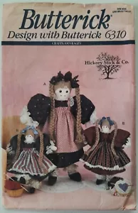15" & 25" Victorian Doll Stuffed toy w dress Butterick Sewing Pattern 6310 - Picture 1 of 3