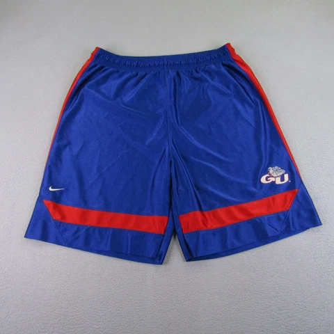 Vintage Gonzaga Bulldogs Shorts Mens Large Blue Red Nike Basketball Team Shiny Cover