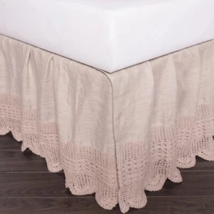 Amity Home Eveline Linen Natural Crochet Bedskirt, Full NWT - Picture 1 of 6