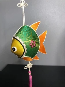 Vintage Fish Christmas Ornaments Plush Silk Fabric Hanging With TasselKoi Clown - Picture 1 of 7