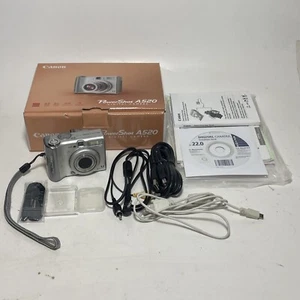 Canon Power Shot A520 Digital Camera Silver 4MP 4X Zoom parts only repair needed - Picture 1 of 19