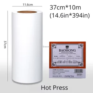 BAOHONG Watercolor Paper 300G Natural White 100% Cotton 14.6In*394In (37Cm*10M)  - Picture 1 of 15