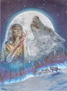  Matted"Wolf Maiden" Metal Foil Art Prints 3D Effect 8'x10' Unframed Fantasy - Picture 1 of 1