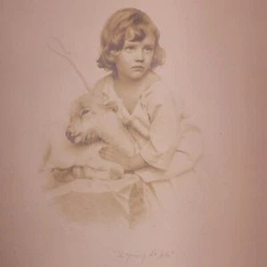 ANTIGUA 1908 Niño Cordero Joven San Juan Impresión Knaffl & Bro Litografía 14 x 11 - Imagen 1 de 8