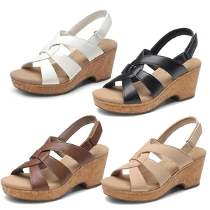 Women Wedge Sandals Open Toe Platform Casual Dressy Summer Beach Dress Shoes - Picture 1 of 36