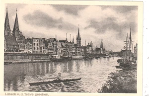 AK Lübeck - von der Trave gesehen - Bild 1 von 2