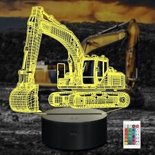 Excavator 3D Table Top Home Decor Christmas Gift LED Night Light Sign 10"x7" S3