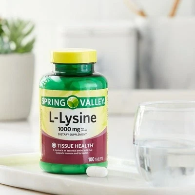 Spring Valley L-lysine Tablets 1000 mg 100 Tablets Fresh Stock Free Shipping - Image 1 of 4