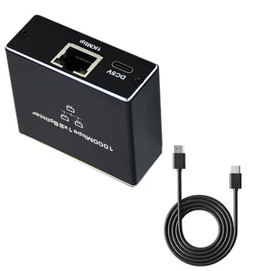 1000Mbps RJ45 1 to 2 Out Ethernet Network Splitter With USB Power Cable - Picture 1 of 21