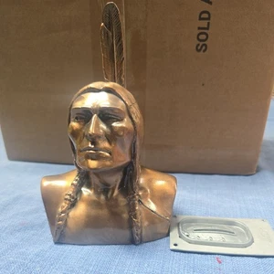 1974 Banthrico Native American Indian Metal Cast Bank - Picture 1 of 7
