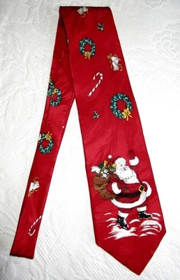ARTEFACTOS MUSEO CORBATA DE NAVIDAD SEDA ROJA SANTA CLAUS Foto 1 de 3