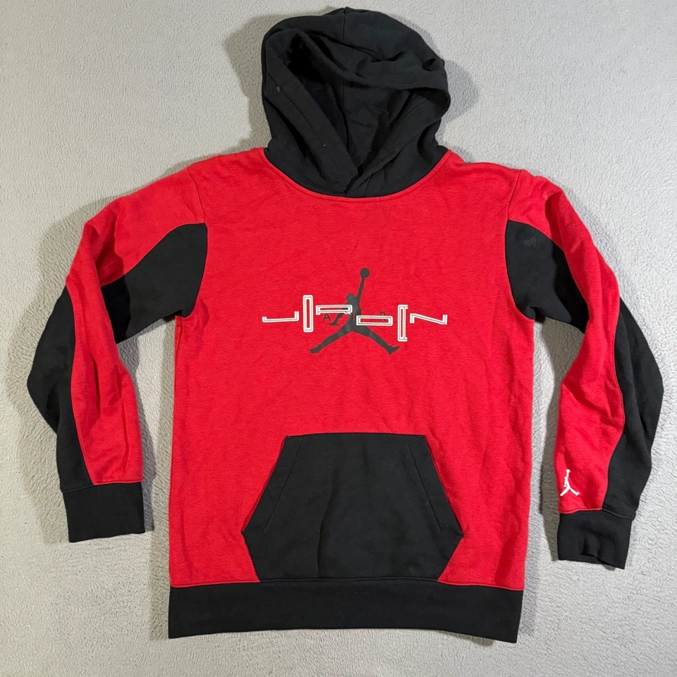 Sudadera con Capucha Jordan Niños Talla XL (16) Roja Negra Manga Larga Pullover Sudadera Foto 1 de 4