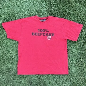 Vintage Y2K Ace of Hearts Mens Red 100% Beefcake Funny Graphic T-Shirt Large L - Picture 1 of 5