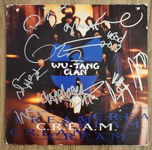 Wu-Tang Clan Band Signed CREAM 12" Vinyl Record Rap LEGENDS Wu Tang 9 Autos RAD - Picture 1 of 1