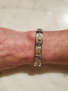 Vintage Silver Tone Leaping Dolphin Bracelet 7 1/2" - Picture 1 of 5
