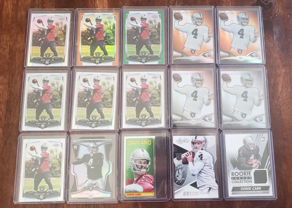 Lot (15) 2014 Topps Chrome Platinum DEREK CARR Rookice RC Silver Orange Green - Image 1 of 4