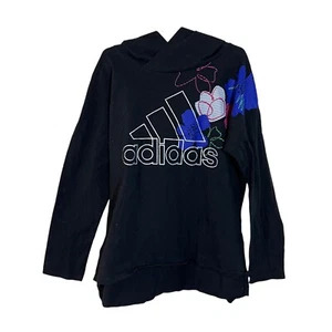 Adidas Girls Hoodie Medium 10 12 Floral Graphic Logo Pattern Pullover Athletic - Picture 1 of 6