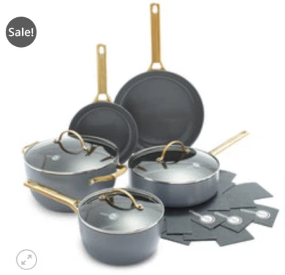 GreenPan Reserve Ceramic Non-stick 11 Piece Green Pan Charcoal/Gold Induction - Image 1 of 2