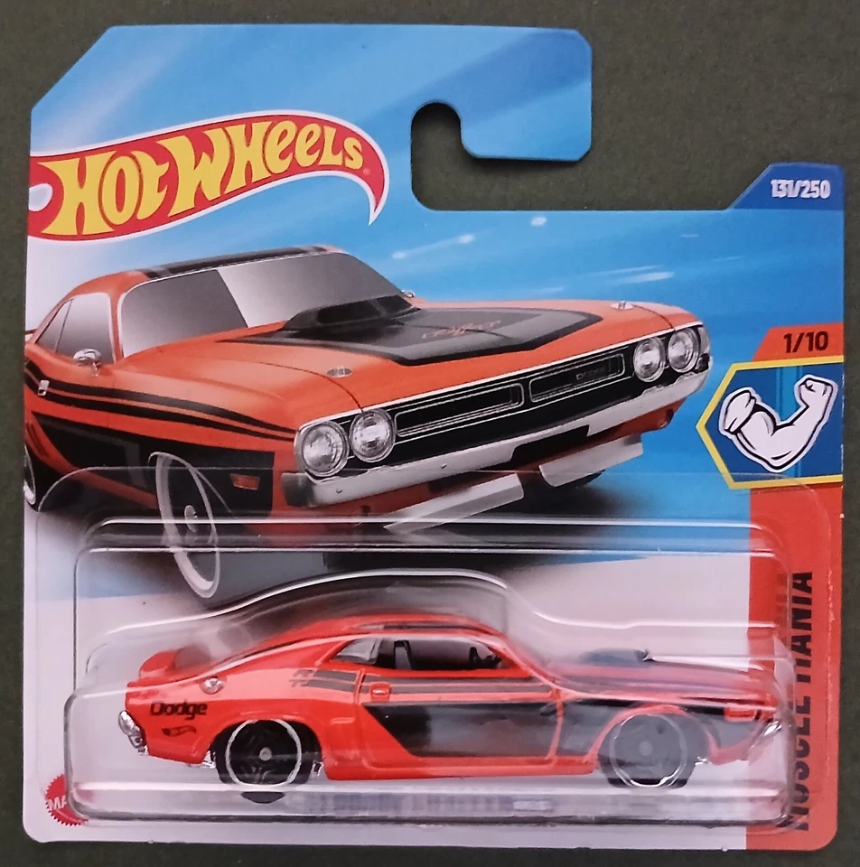 HOT WHEELS 2025 '71 DODGE CHALLENGE, NARANJA/NEGRO, TARJETA CORTA. Foto 1 de 1