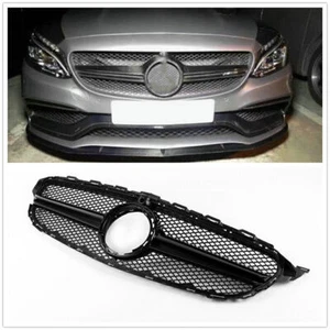 Front Grille Mesh With Camera Hole Black For 19-21 Mercedes Benz W205 C200 C300 - Picture 1 of 7