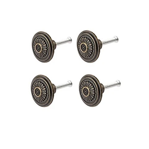 4Pcs Vintage Cabinet Drawer 1.02" x 0.67" Single Hole Handle Knob 4 Pieces Cover