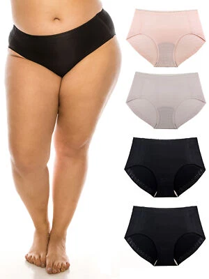 B2BODY Women's Panties Microfiber Silicone Edge Hipsters XS-3X Plus Size 4 Pack - Image 1 of 4