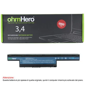 Batteria Ohmhero™ NERA 6800 mAh REALI per Acer TravelMate 6595 - Foto 1 di 4