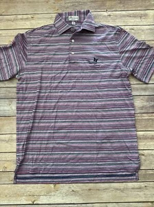 Peter Millar Men's Crown Ease Pink Striped The Plantation Course Golf Polo small - Picture 1 of 6