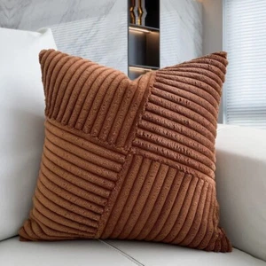 Burnt Orange Geometric Lines Luxury Pattern Velvet Soft Cushion Cover Case - Bild 1 von 11
