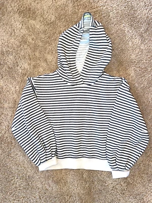 Lou & Grey 女式灰色/奶油色条纹连帽气球袖运动衫 S 码 — 第 1/4 张图片