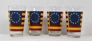 Libbey American Flag Tumbler Glasses New Vintage Set of 4 Rare USA - Picture 1 of 3