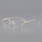Rimless Pure Titanium Square Eyeglasses For Men Fashion Business Glasses Frame