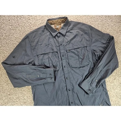 Camisa REI Para Hombres Mediana Abotonada Manga Larga Gris Nylon Senderismo Aire Libre Foto 1 de 4
