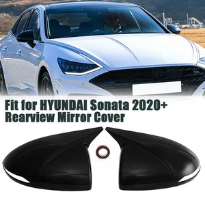 Glossy Black Rear View Side Mirror Cover Trim Caps For Hyundai Sonata 2020-2023 - Picture 1 of 8
