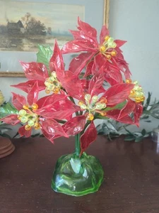 Escultura navideña acrílica Lucite vintage acebo de pascua 12" CK Ind Co 1968 A - Imagen 1 de 7